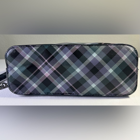 Steve Madden Maggie Plaid print Dome Crossbody Purse Bag green black purple - Picture 7 of 10